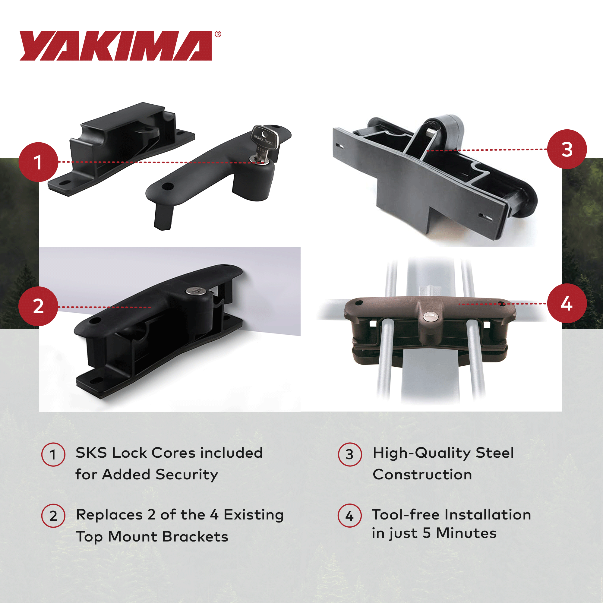 YAKIMA Locking Brackets for Securing Rooftop Warrior Baskets, Set of 2(Open Box) - VMInnovations