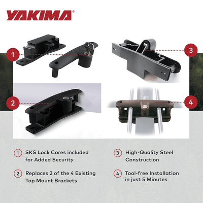 YAKIMA Locking Brackets for Securing Rooftop Warrior Baskets, Set of 2(Open Box) - VMInnovations
