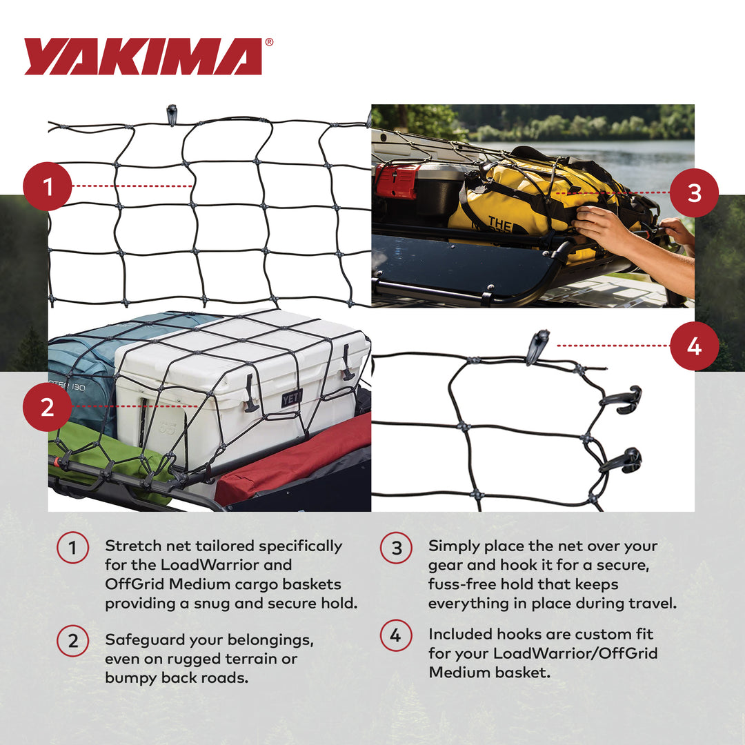 YAKIMA Cargo Roof Basket Stretch Net for LoadWarrior and OffGrid Medium Baskets