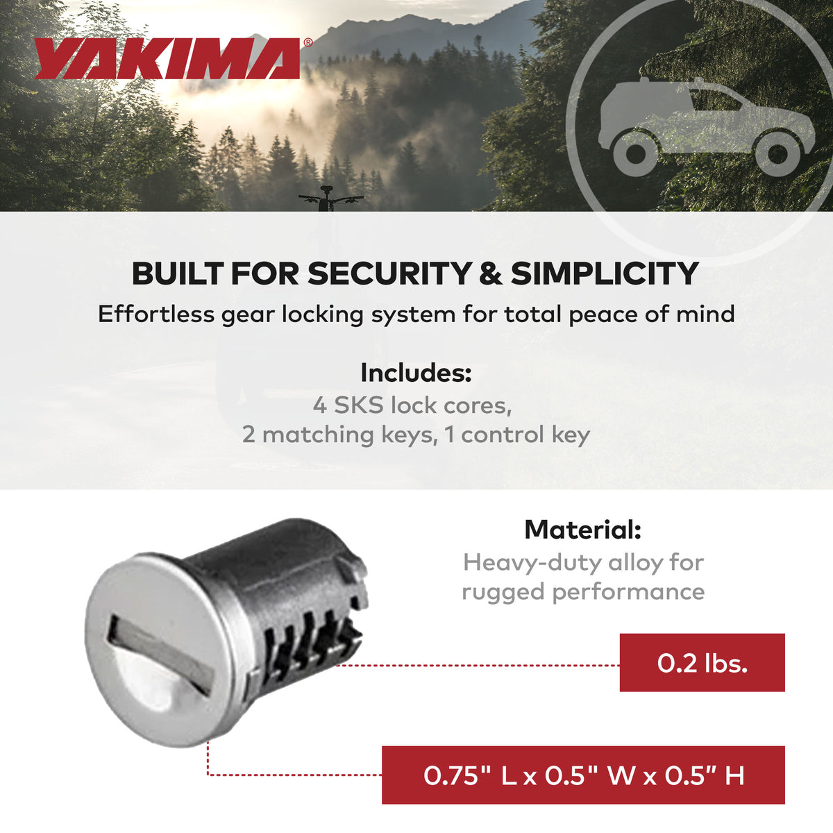 Yakima JayLow Rooftop Mounted Kayak Rack and 4 Pack Car Rack SKS Lock Cylinders
