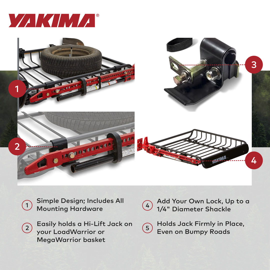 Yakima Hi-Lift Jack Bracket Secures One Hi-Lift Jack For Any Warrior Basket, Red