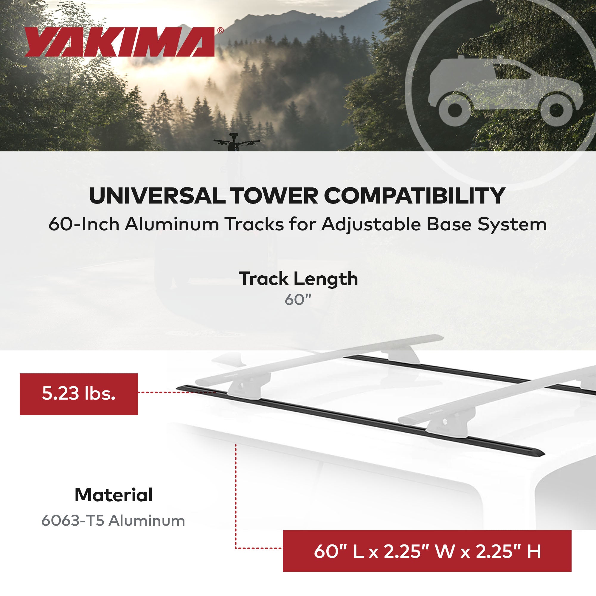 Yakima 60" Tracks w/CapNuts, Compatible w/TrackTower or SkyLine Towers(Open Box) - VMInnovations