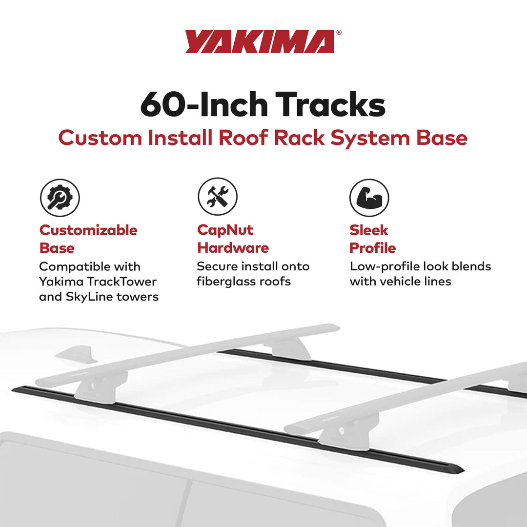 Yakima 60" Tracks w/CapNuts, Compatible w/TrackTower or SkyLine Towers(Open Box)