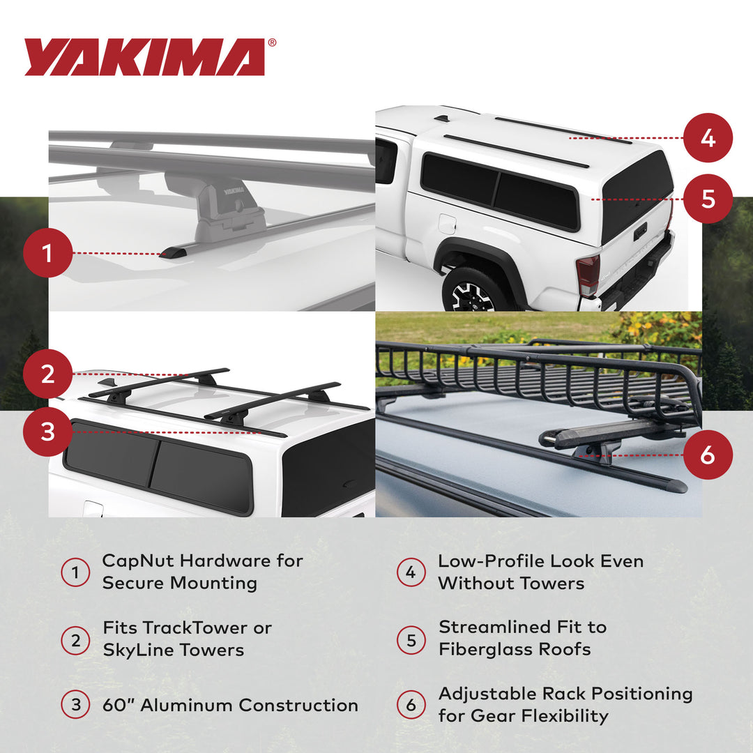 Yakima 60" Tracks w/CapNuts, Compatible w/TrackTower or SkyLine Towers(Open Box)
