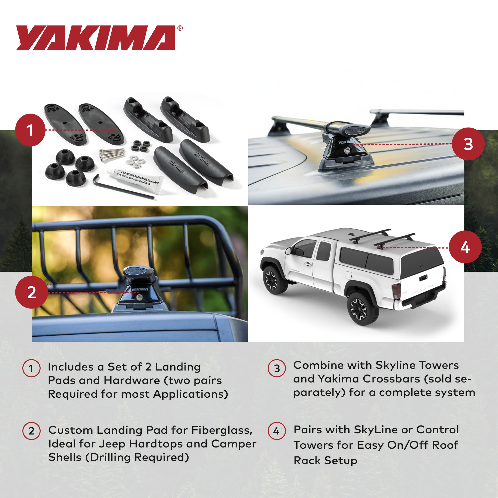 YAKIMA Landing Pad Fixed Tower Installation Naked Rooftops, Set of 2 (Open Box)