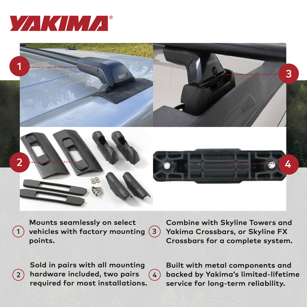 YAKIMA Landing Pad 9, Fixed Point Roof Mounts 03-11 Honda Element 2PK (Open Box) - VMInnovations