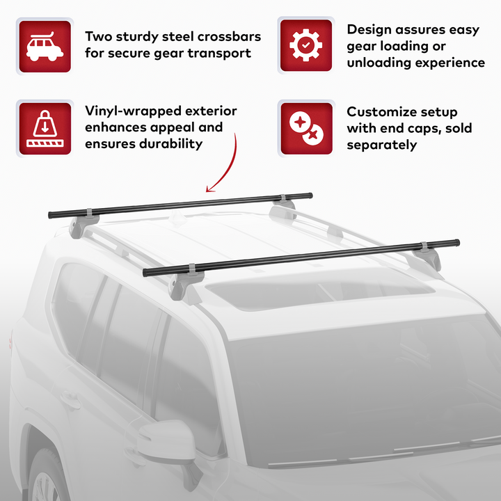 Yakima RoundBar Small 48” Steel Round Roof Rack System Crossbars, Set of 2