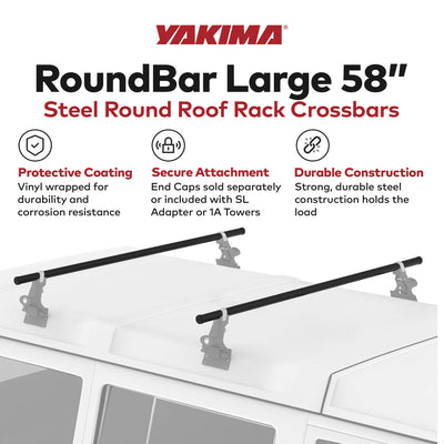 Yakima RoundBar Medium 58” Steel Roof Rack System Crossbars, Set of 2 (Open Box) - VMInnovations