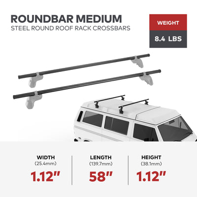 Yakima RoundBar Medium 58” Steel Roof Rack System Crossbars, Set of 2 (Open Box)