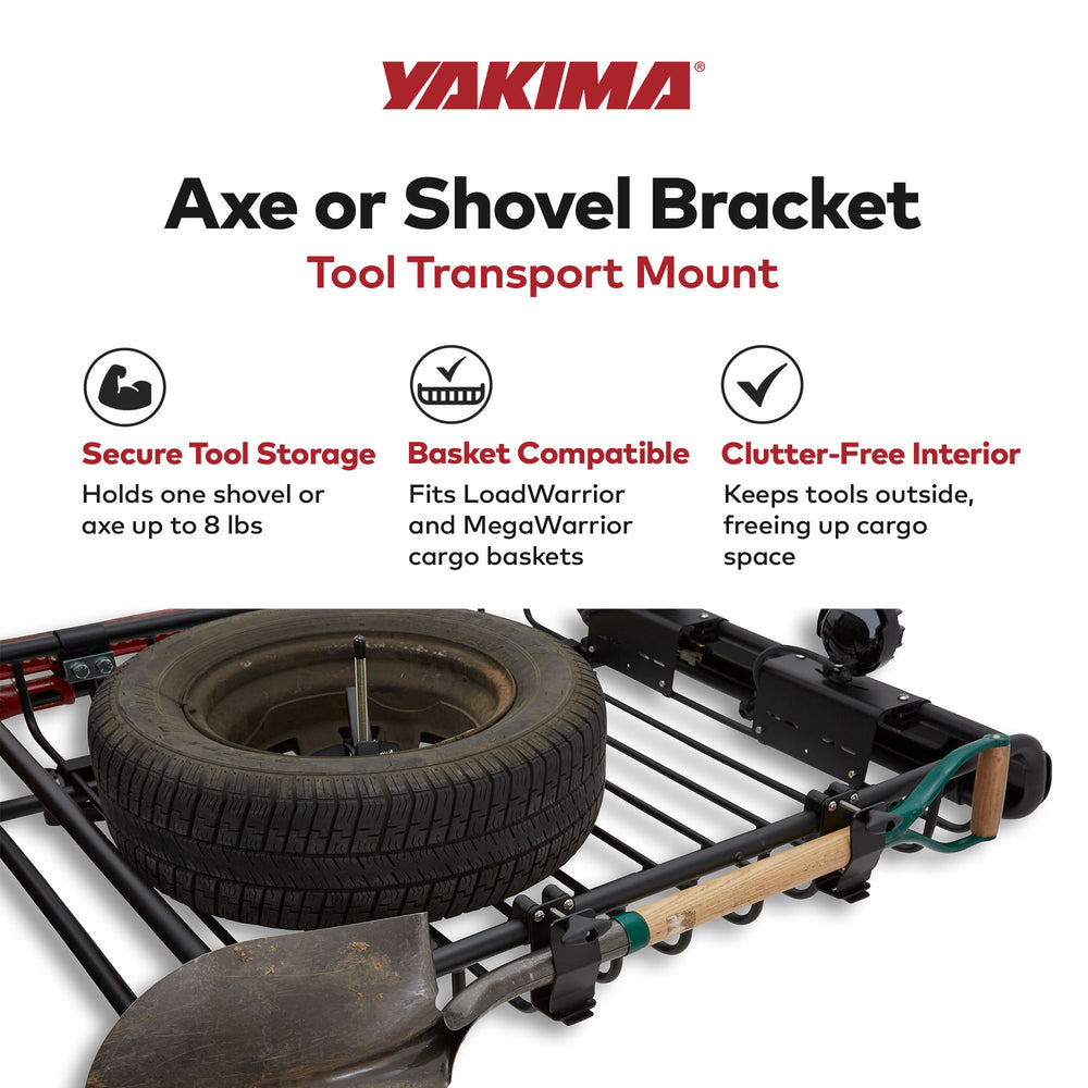 YAKIMA Axe or Shovel Bracket, Secures Single Axe or shovel To Warrior Basket - VMInnovations