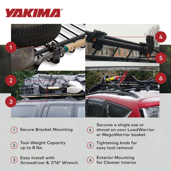 YAKIMA Axe or Shovel Bracket, Secures Single Axe or shovel To Warrior Basket - VMInnovations