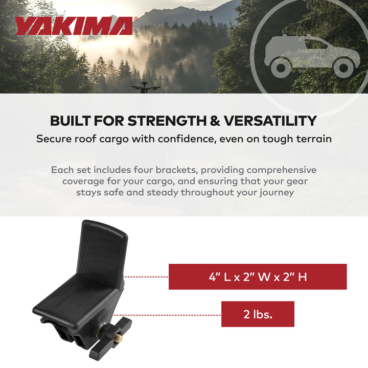 Yakima LoadStop L-Shaped Brackets Compatible w/Yakima RoundBar, 4pc (Open Box)