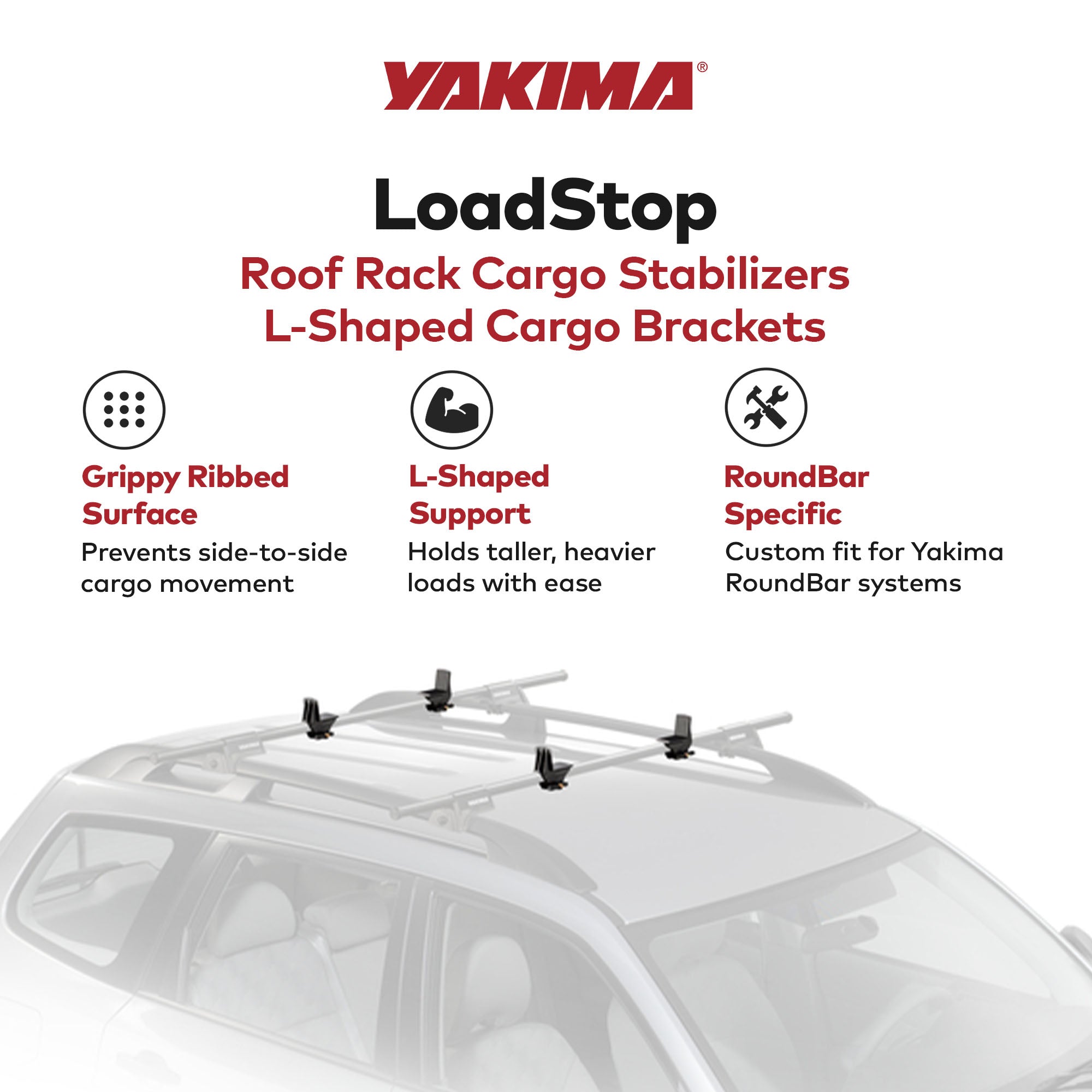 Yakima LoadStop L-Shaped Brackets Compatible with Yakima RoundBar, Set of 4 - VMInnovations