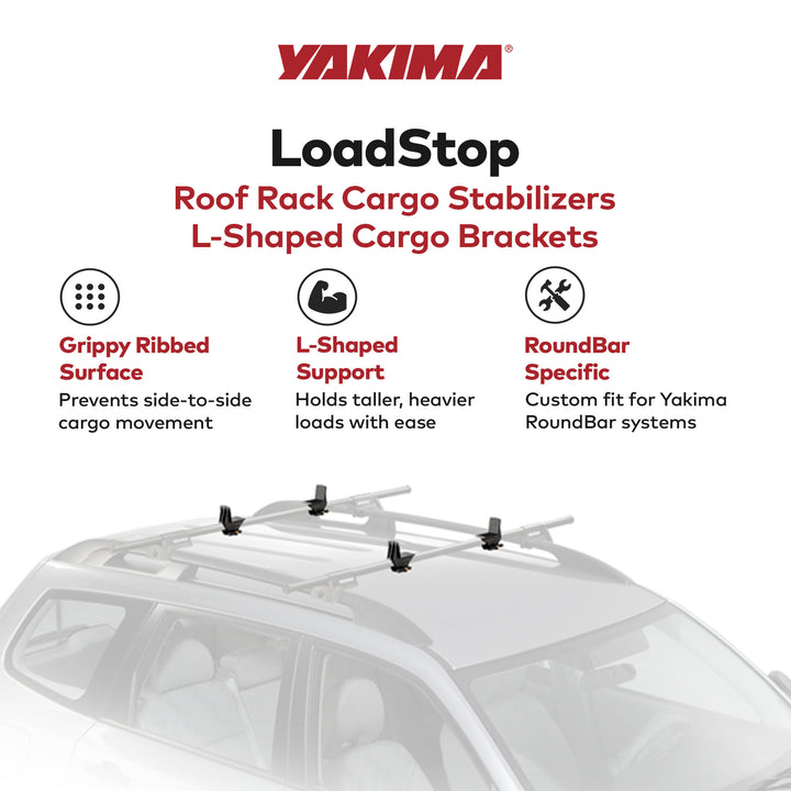 Yakima LoadStop L-Shaped Brackets Compatible w/Yakima RoundBar, 4pc (Open Box)