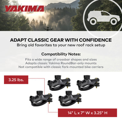 Yakima Universal MightyMount Mounts Aero or Factory Crossbars, Black, Set of 4 - VMInnovations