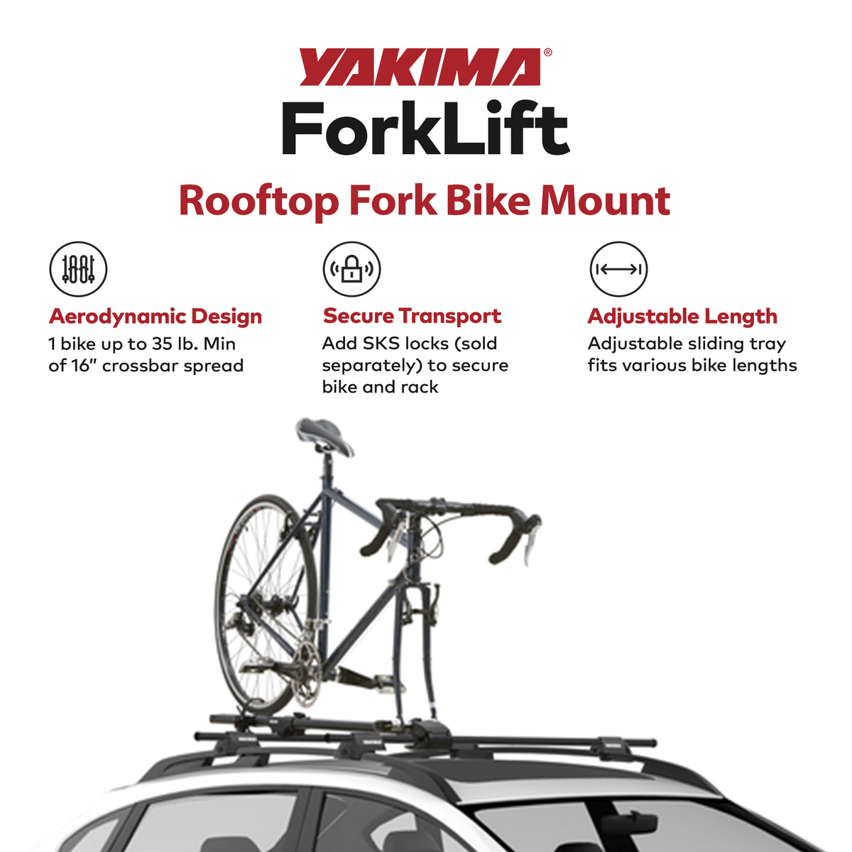 YAKIMA ForkLift Rooftop Fork Style Bike Mount, Fits All StreamLine Crossbars (For Parts)