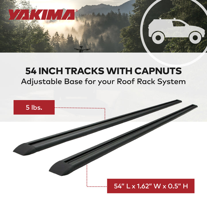 Yakima 54" Tracks w/ CapNuts, Custom Install Roof Rack Systems, Black (Open Box)