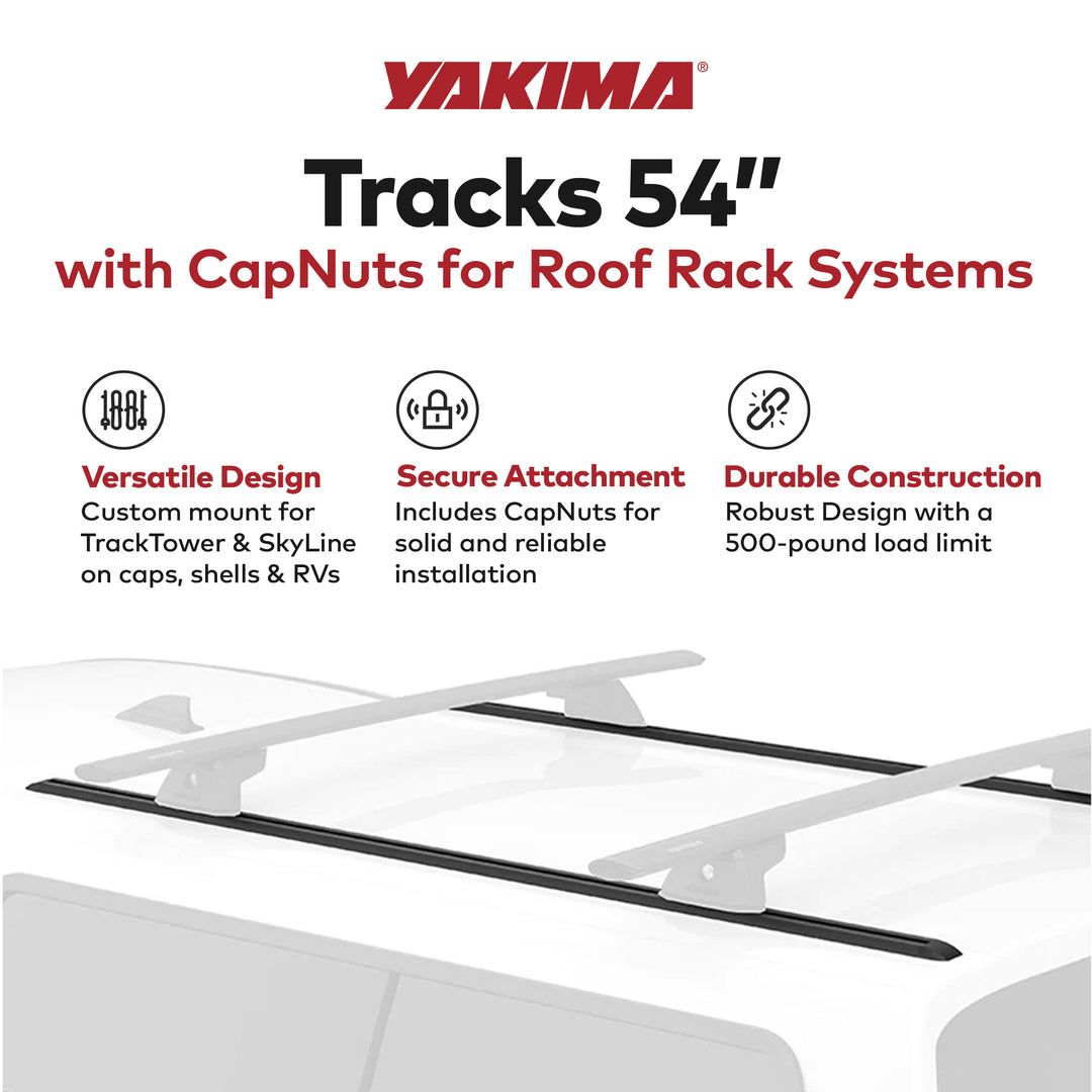 Yakima 54" Tracks w/ CapNuts, Custom Install Roof Rack Systems, Black (Open Box)