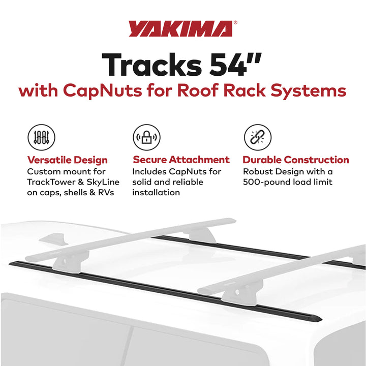 Yakima 54" Tracks w/ CapNuts, Custom Install Roof Rack Systems, Black (Open Box)