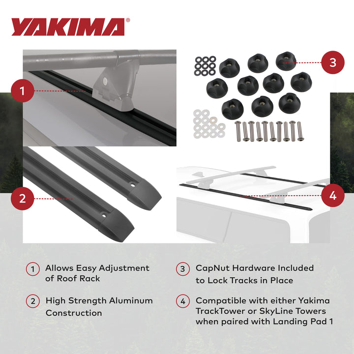 Yakima 54" Tracks w/ CapNuts, Custom Install Roof Rack Systems, Black (Open Box)