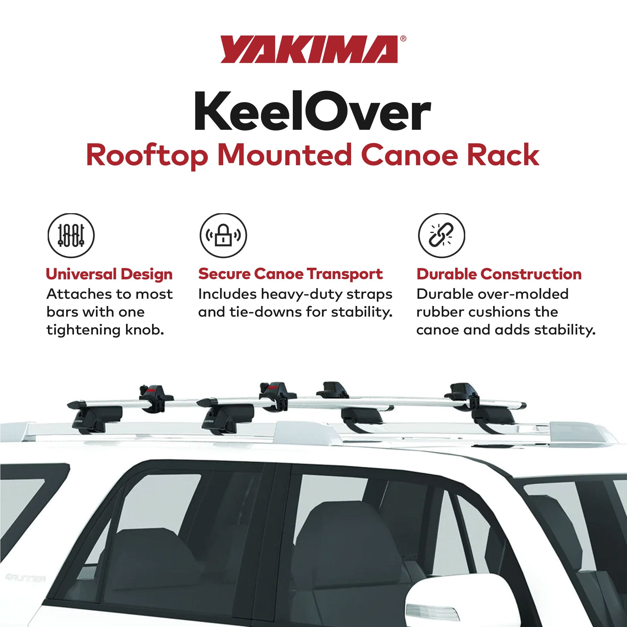 Yakima KeelOver Rooftop Single Canoe Mount Strap & Bow Secure Vehicle Attachment - VMInnovations