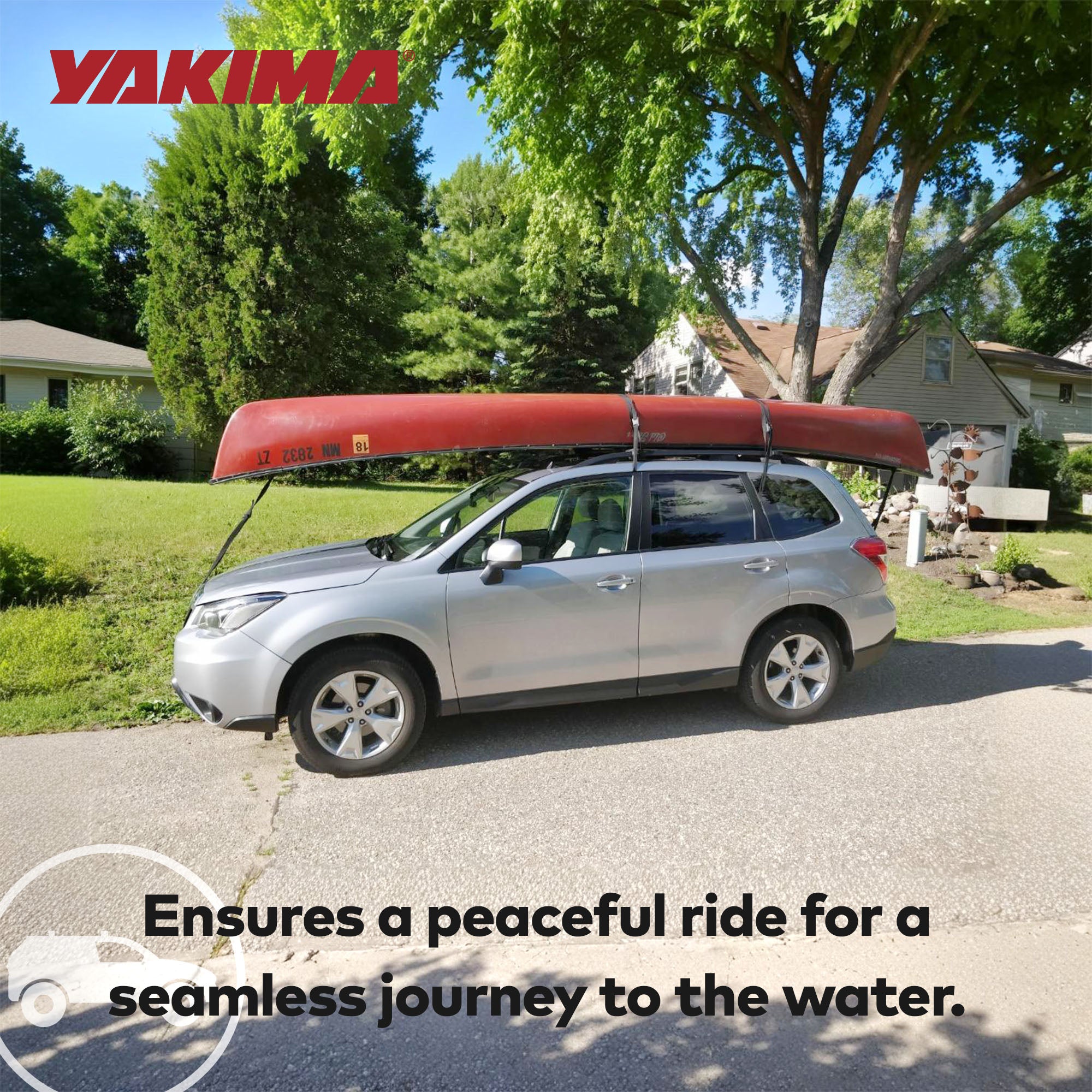 Yakima KeelOver Rooftop Single Canoe Mount Strap & Bow Secure Vehicle Attachment - VMInnovations