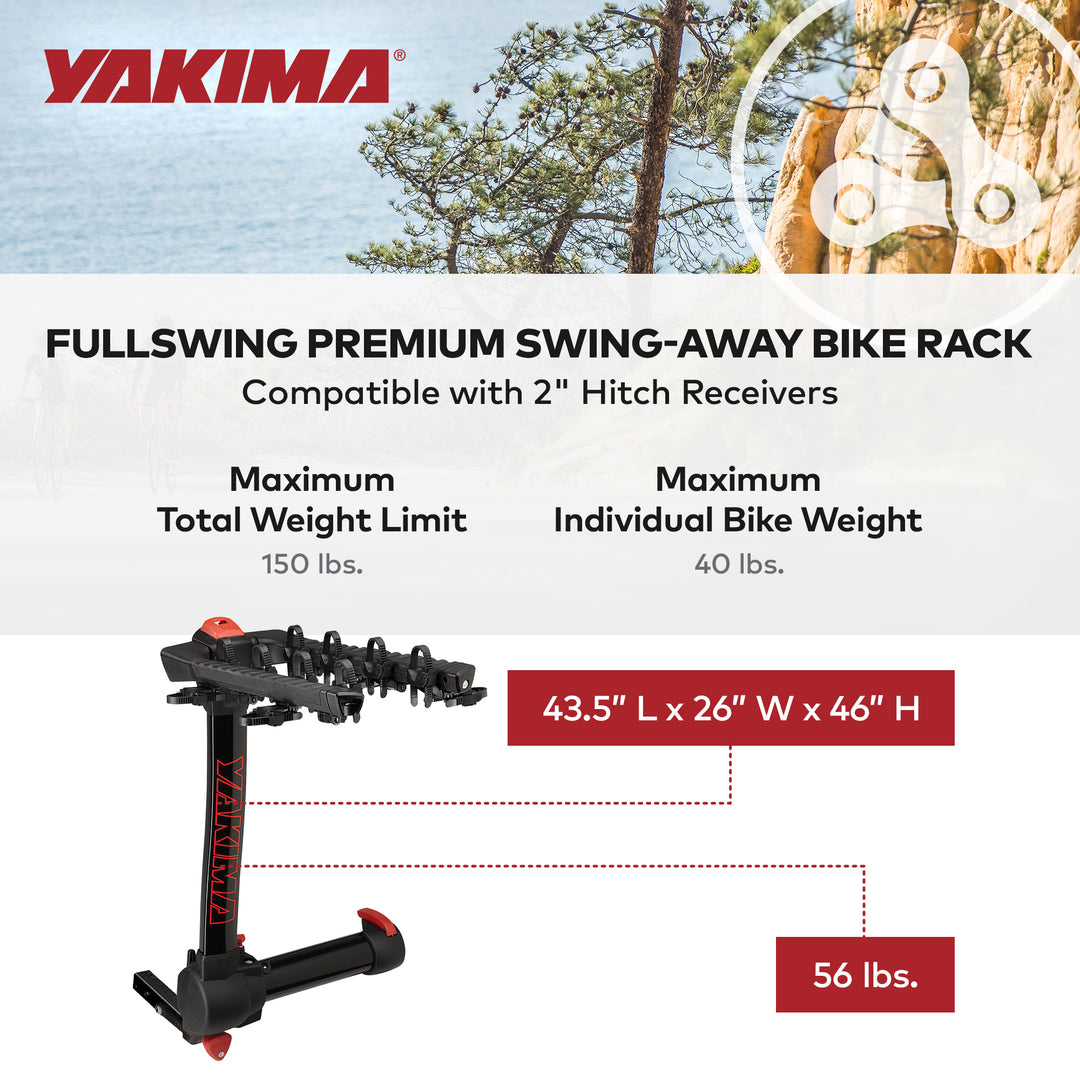 Yakima FullSwing Premium Swing-Away Bike Rack with ZipStrips, Universal Fit