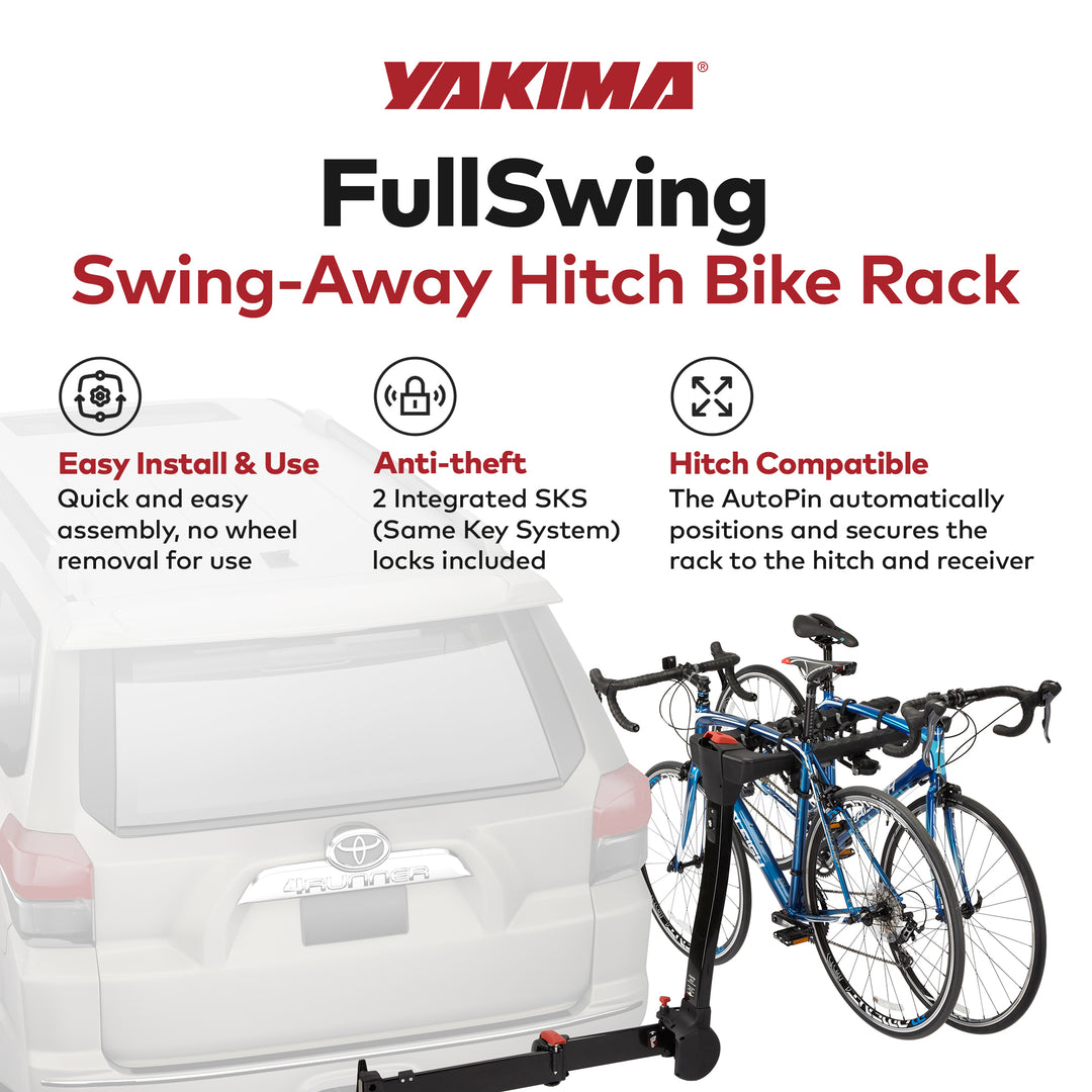 Yakima FullSwing Premium Swing-Away Bike Rack with ZipStrips, Universal Fit