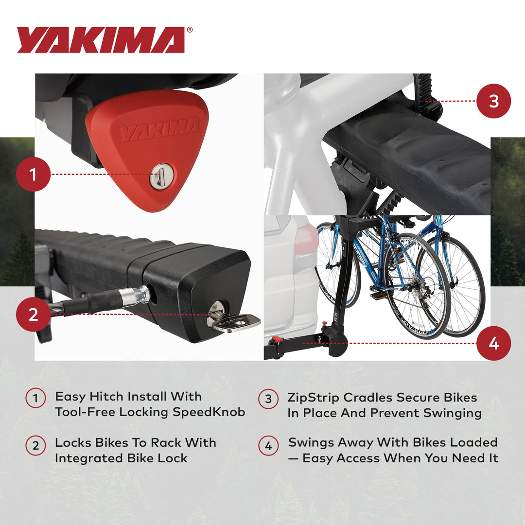 Yakima FullSwing Premium Swing-Away Bike Rack with ZipStrips, Universal Fit