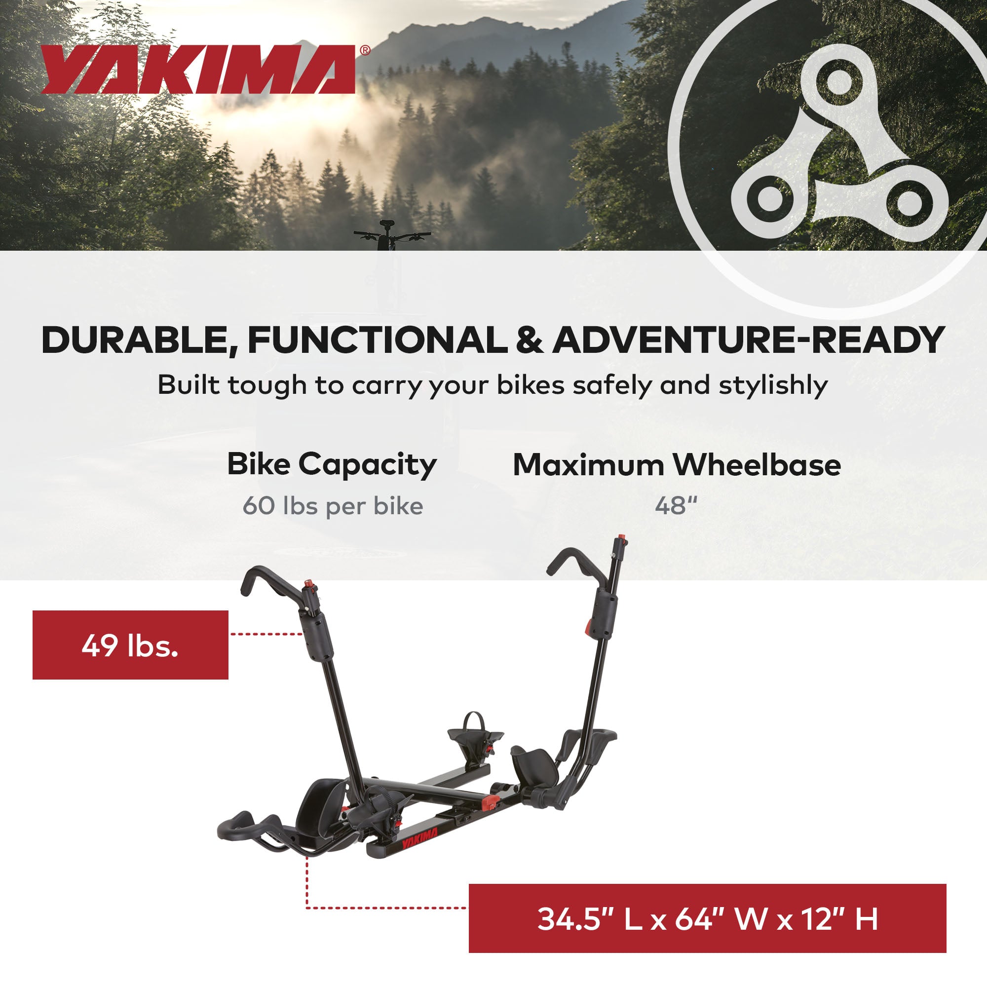 Yakima HoldUp 2 Bike 1.25" Hitch Bicycle Bike Rack w/SKS Locks, Black (Used)