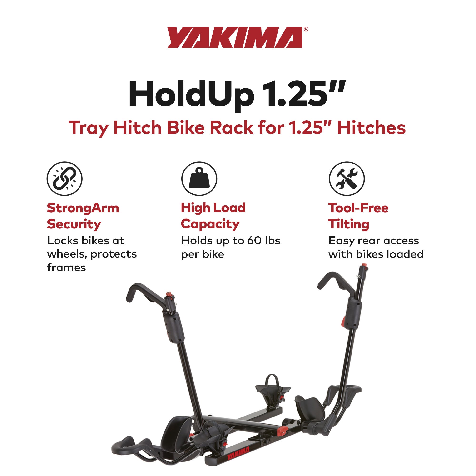 Yakima HoldUp 2 Bike 1.25" Hitch Bicycle Bike Rack w/SKS Locks, Black (Used)