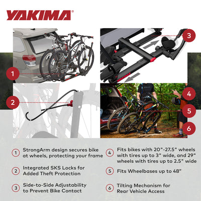Yakima HoldUp 2 Bike 1.25" Hitch Bicycle Bike Rack w/SKS Locks, Black (Used)