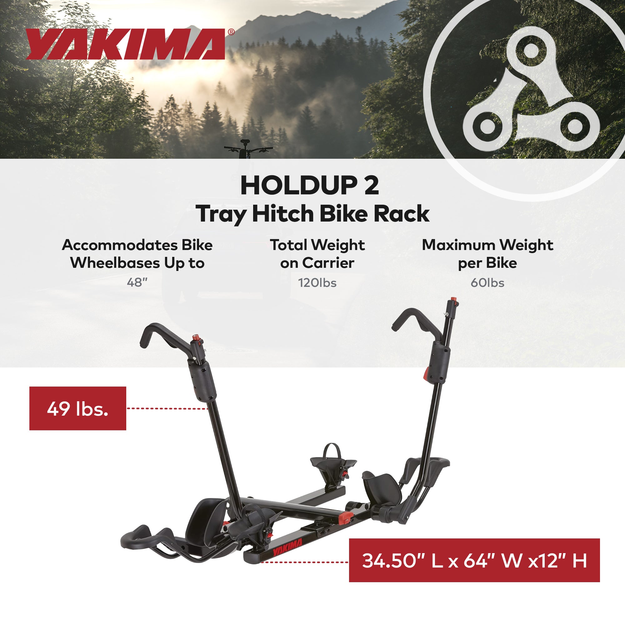 Yakima HoldUp 2" Bicycle Bike Rack, HoldUp Rack Extension & BackSwing Adapter