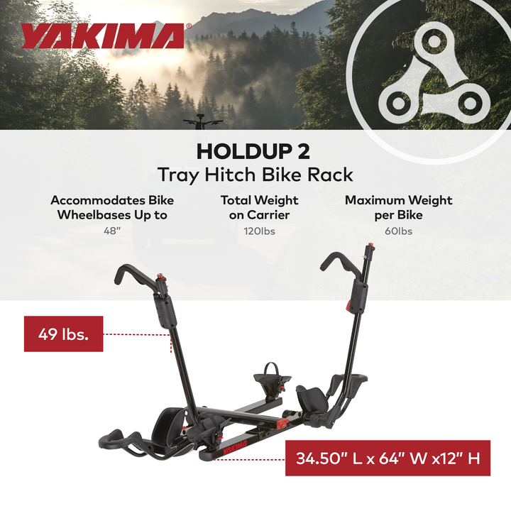 Yakima HoldUp 2 Bike Capacity 2" Hitch Bike Rack w/SKS Locks, Black (Open Box)