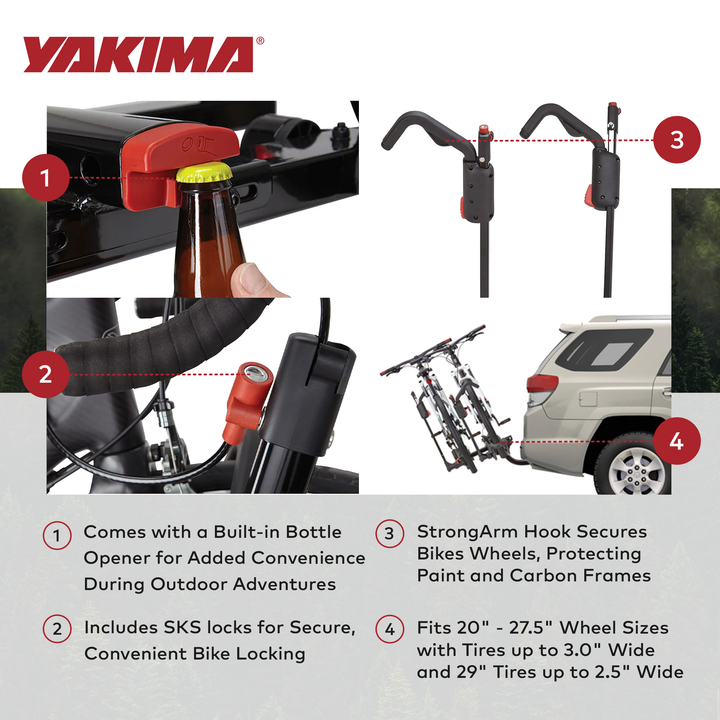 Yakima HoldUp 2 Bike Capacity 2" Hitch Bike Rack w/SKS Locks, Black (Open Box)