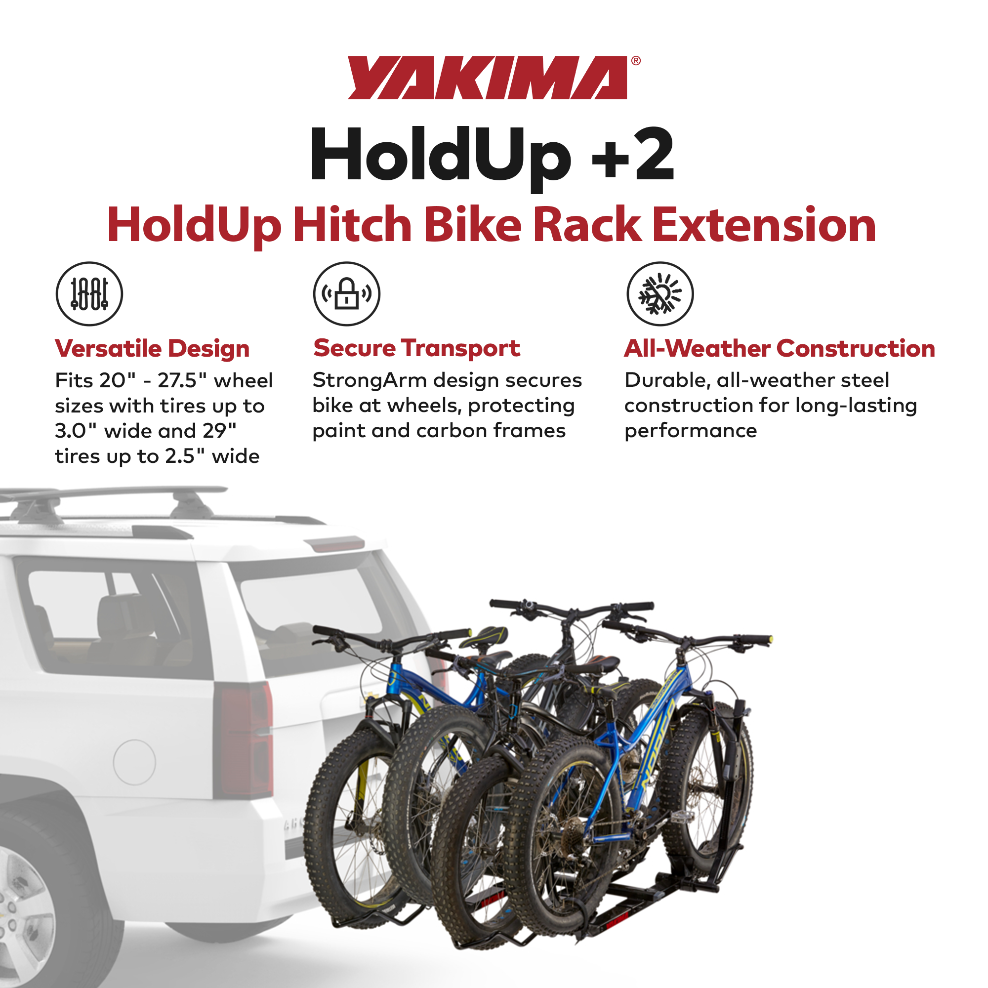 Yakima HoldUp 2" Bicycle Bike Rack, HoldUp Rack Extension & BackSwing Adapter