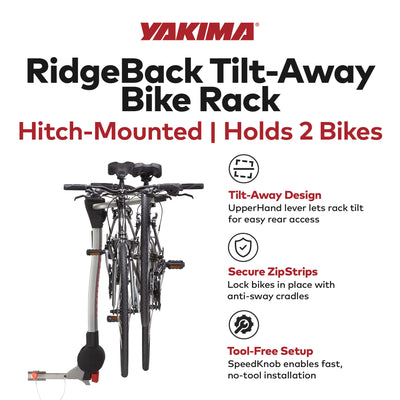 Yakima Tilt Away Hitch Bike Rack Holds 2 Bikes for Cars, SUVs, Trucks (Used) - VMInnovations
