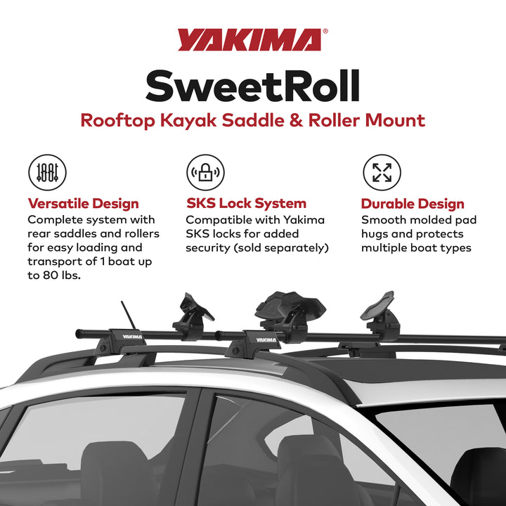 Yakima SweetRoll Rooftop Boat Loader w/Heavy Duty Straps & Bow & Stern Tie Downs