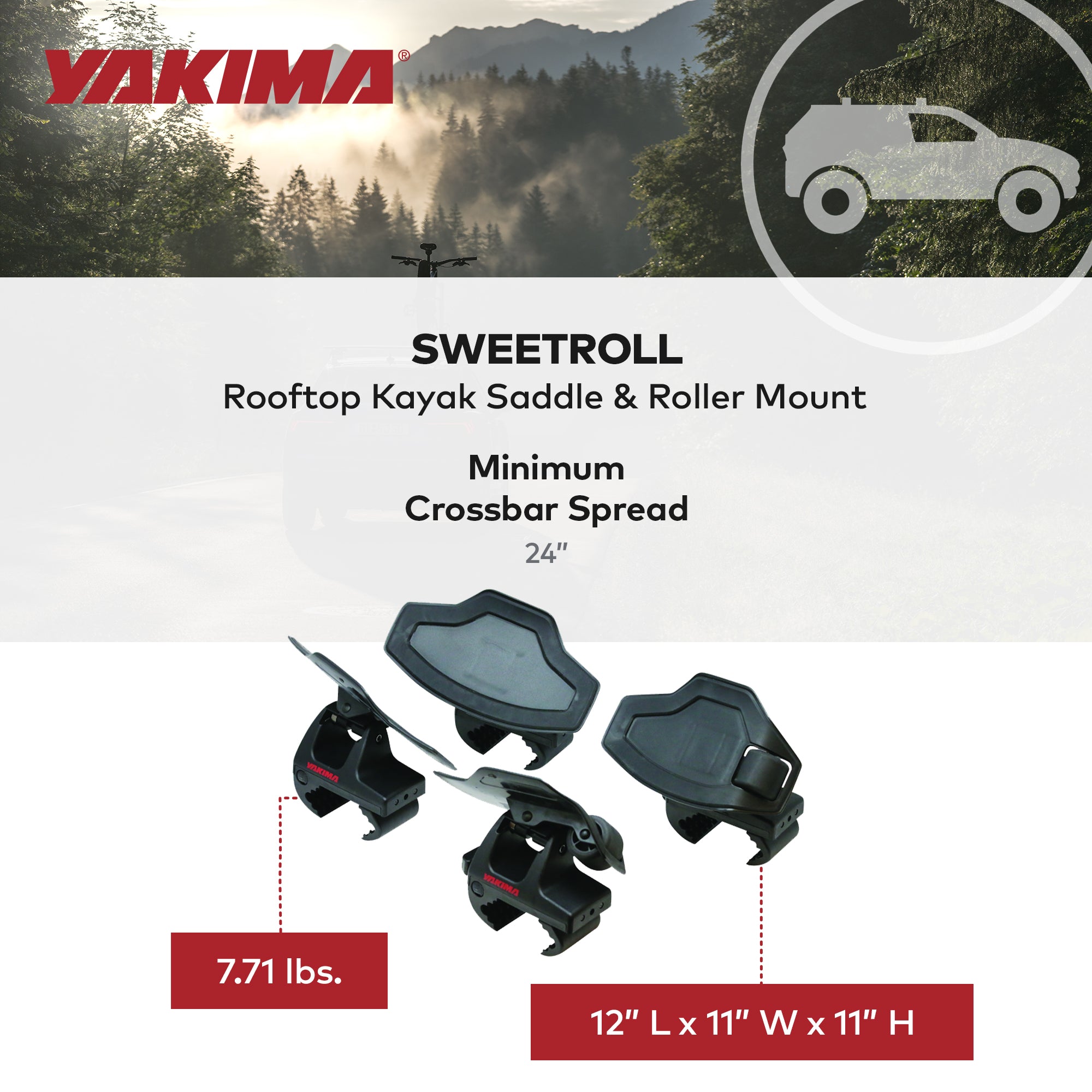 Yakima Rooftop Boat Loader w/Heavy Duty Straps & Bow & Stern Tie Downs(Open Box)