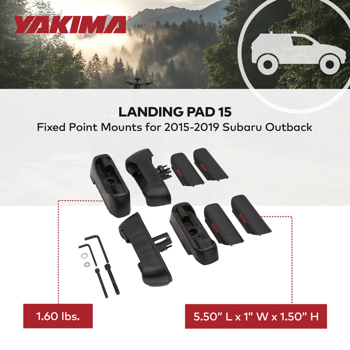 YAKIMA Landing Pad 15, Fixed Point Mounts for 2015-2019 Subaru Outback, Black