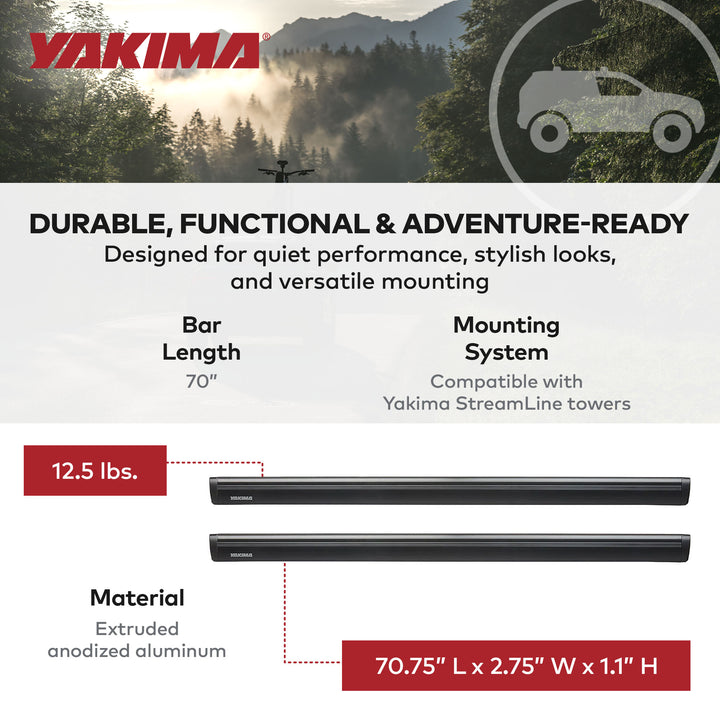 Yakima 70 Inch Pair Rack Crossbars, Compatible w/StreamLine Towers (Open Box)