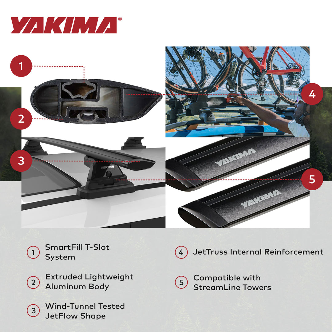 Yakima 70 Inch Pair Rack Crossbars, Compatible w/StreamLine Towers (Open Box) - VMInnovations