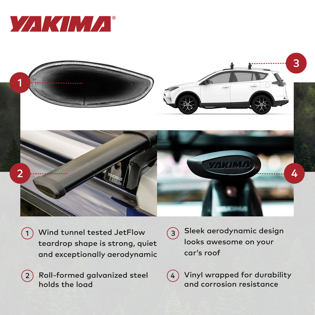 YAKIMA 60" Steel CoreBar Aerodynamic Roof Rack Crossbars, Blk,Set of 2(Open Box)