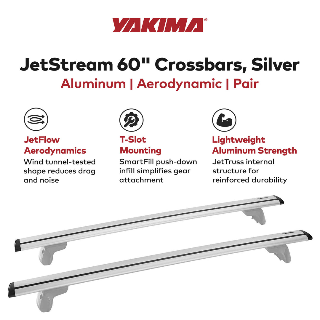 Yakima 60" Pair Roof Rack Crossbars, Compatible w/StreamLine Towers (Open Box)