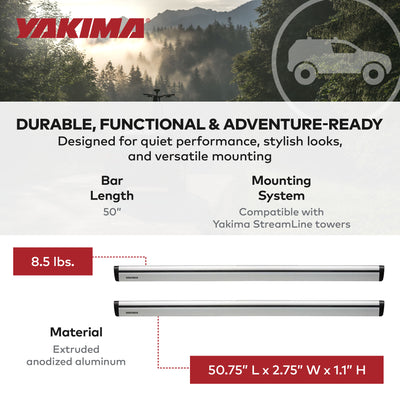 Yakima 50' JetStreamRoof Rack Crossbars, Compatible w/StreamLine Towers (Used) - VMInnovations