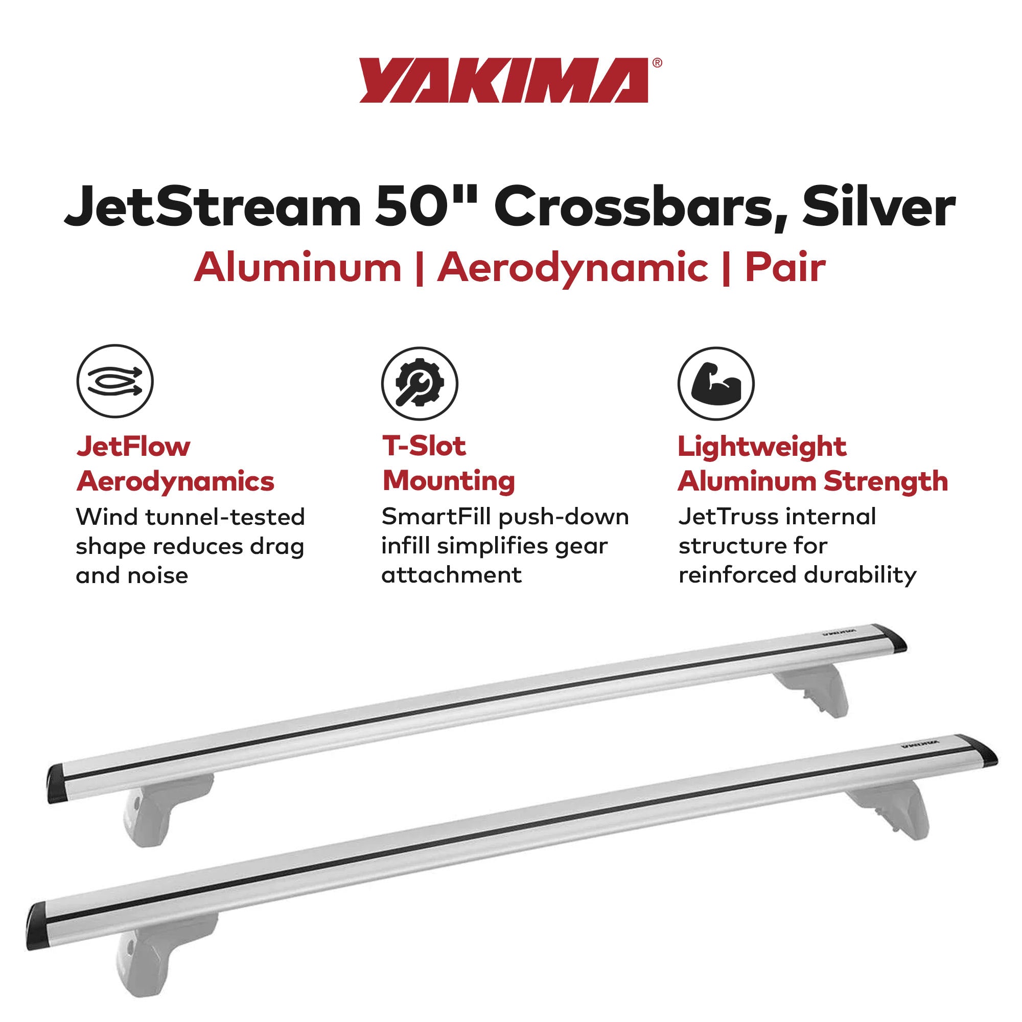 Yakima 50' JetStreamRoof Rack Crossbars, Compatible w/StreamLine Towers (Used)