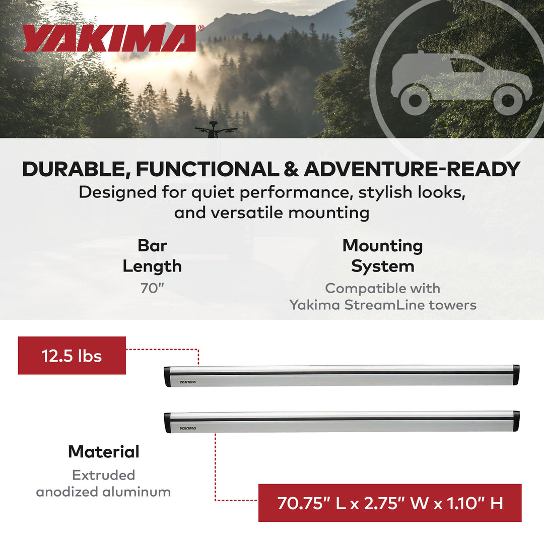 Yakima 70" Pair JetStreamRoof Rack Crossbars, Compatible with StreamLine Towers