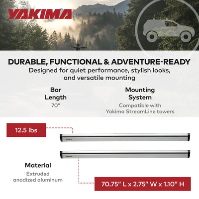 Yakima 70" JetStreamRoof Rack Crossbars, Compatible w/StreamLine Towers (Used) - VMInnovations