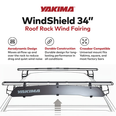 Yakima WindShield 34 Inch Roof Rack Wind Fairing, Compatible w/StreamLine Towers - VMInnovations
