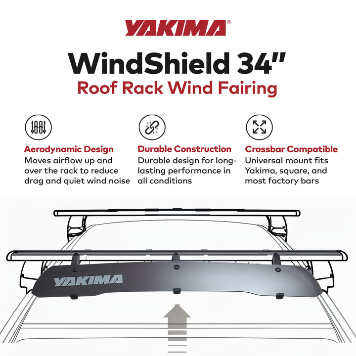 Yakima WindShield 34 Inch Roof Rack Wind Fairing, Compatible w/StreamLine Towers - VMInnovations